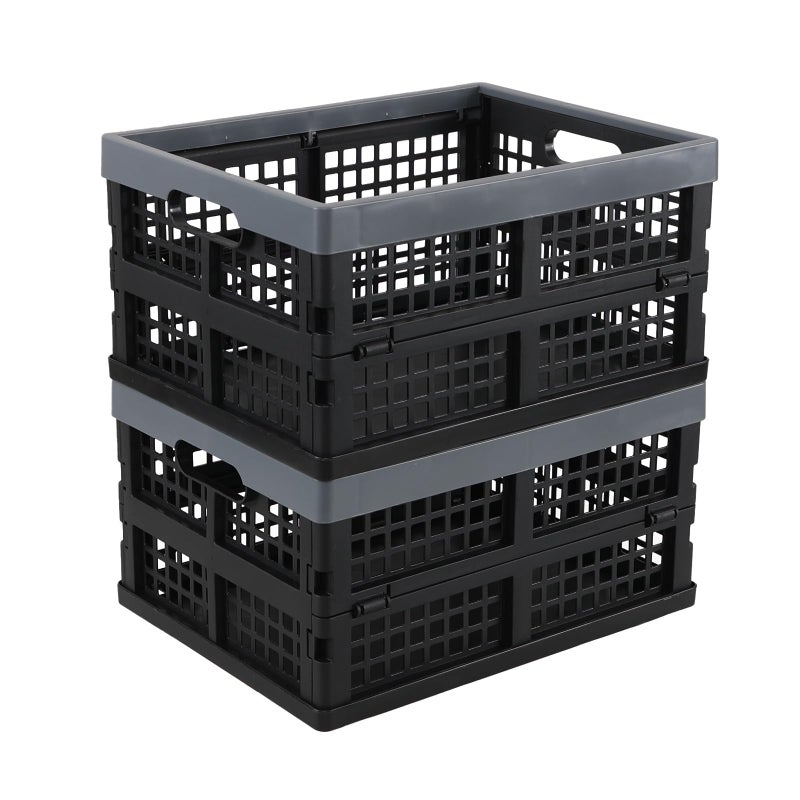 Pekky 2 Packd Collapsible Crates for Storage, 16 Quart, Plastic Folding Storage Crates - Image 1